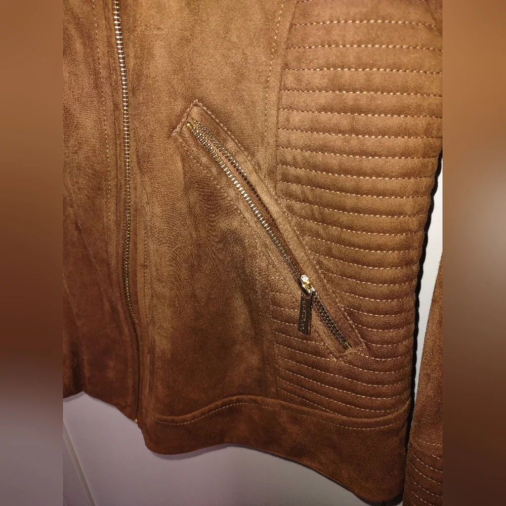 Women's faux suede Calvin Klein moto jacket extra large size 14 to 16 - Picture 5 of 10